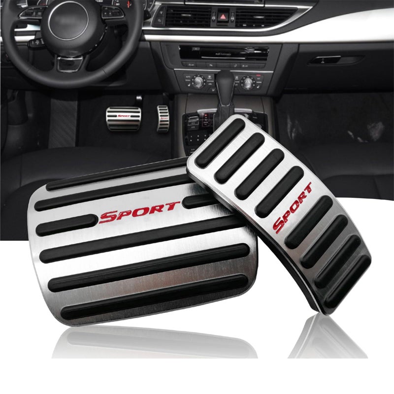 NYZAUTO Anti-Slip Foot Pedal Pads kit Compatible with A4 & Q5,Auto No Drilling Aluminum Brake and Gas Accelerator Pedal Covers - Image 1